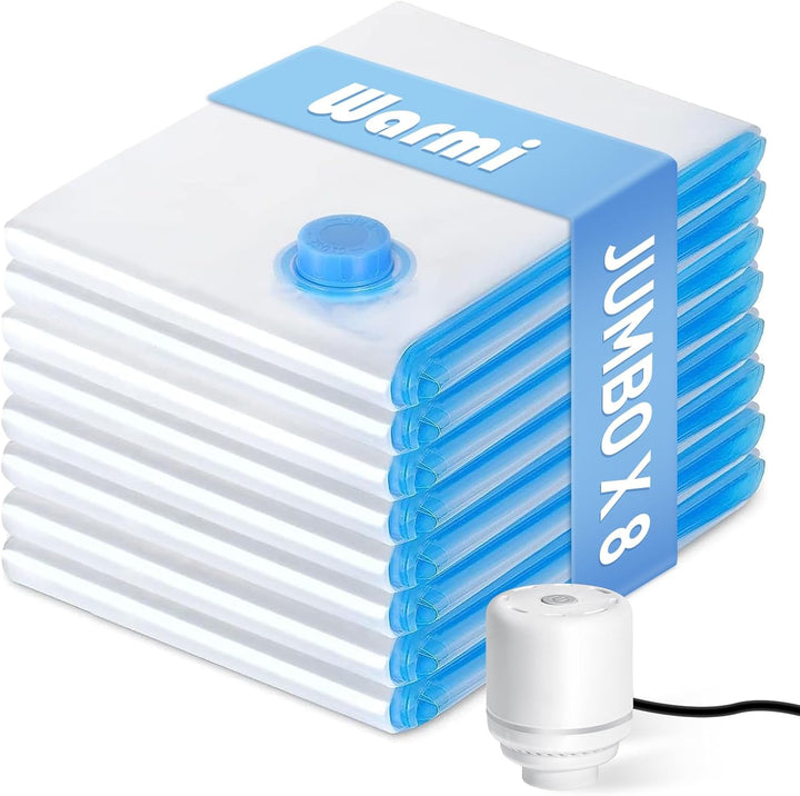 Seasonal clothes vacuum storage bags with pump for neat organization.