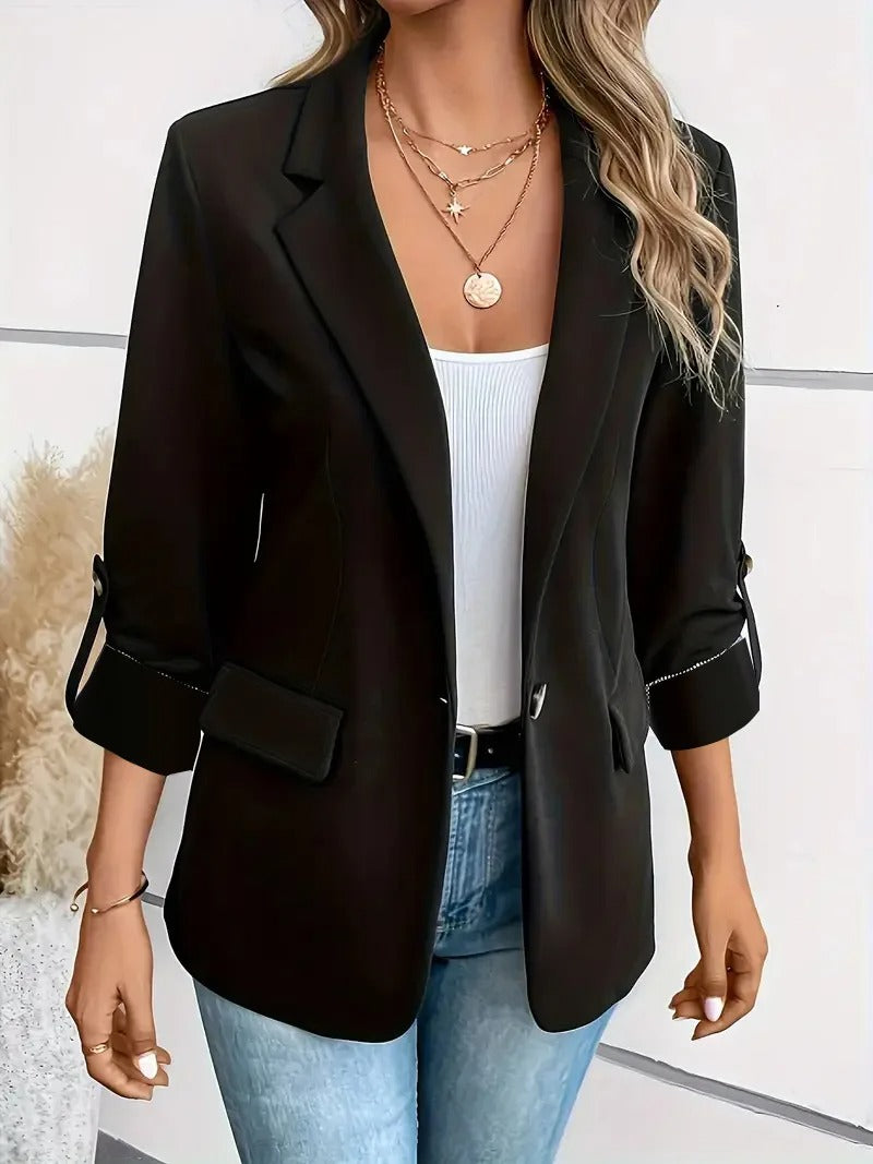 Women's Sleek Single-Breasted Blazer with Collar