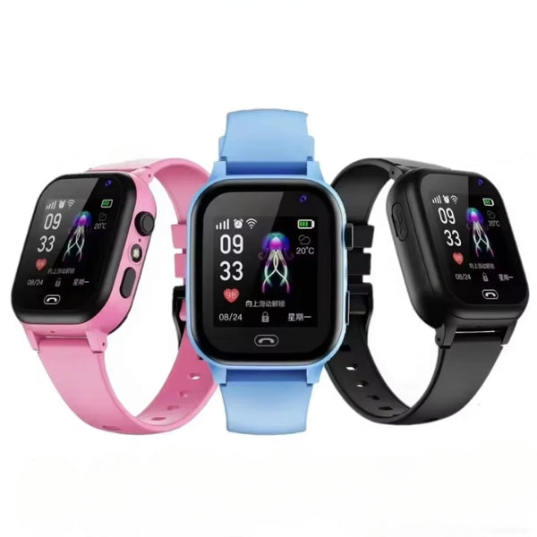 "Vibrant kids waterproof GPS smartwatch with video call, camera, and colorful design for active fun and safety."