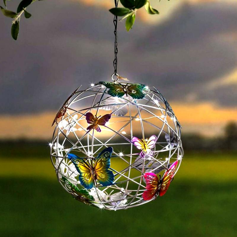 Vibrant LED solar butterfly garden light adds enchanting ambiance to patios & outdoor spaces. Eco-friendly & waterproof.
