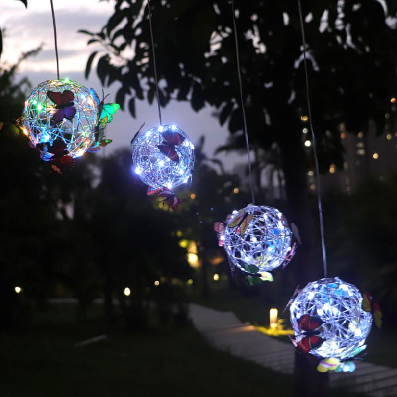 Automatic solar LED butterfly garden light, perfect for patio decor. Waterproof & eco-friendly outdoor lighting solution.