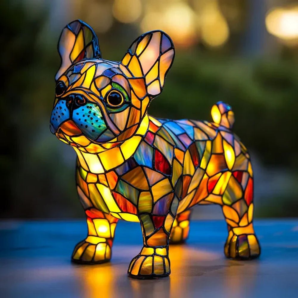 Unique mosaic dog lamp, an artistic animal light and decorative gift for dog owners.