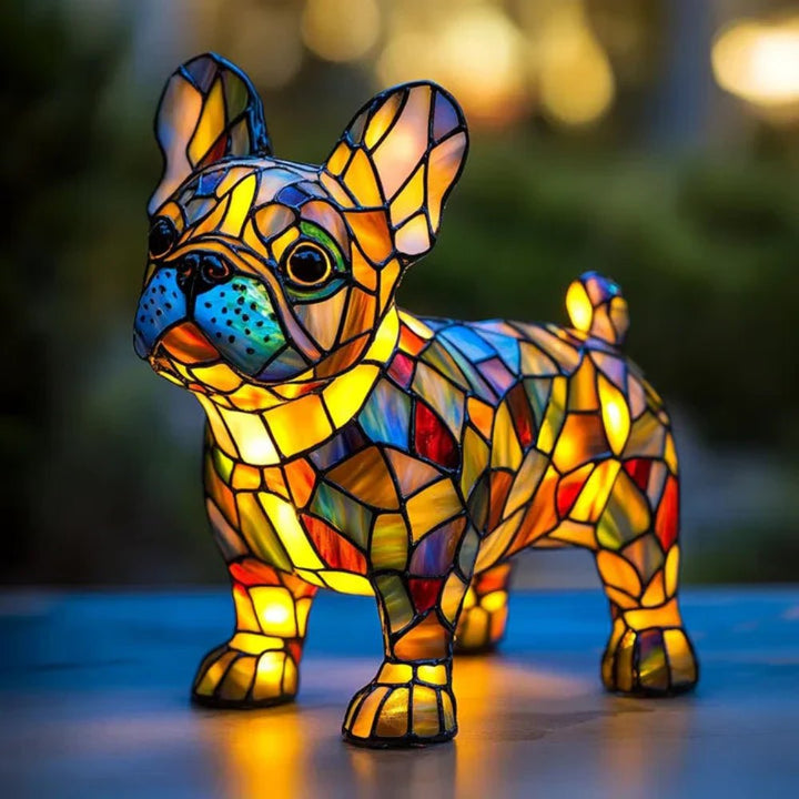 Unique mosaic dog lamp, an artistic animal light and decorative gift for dog owners.