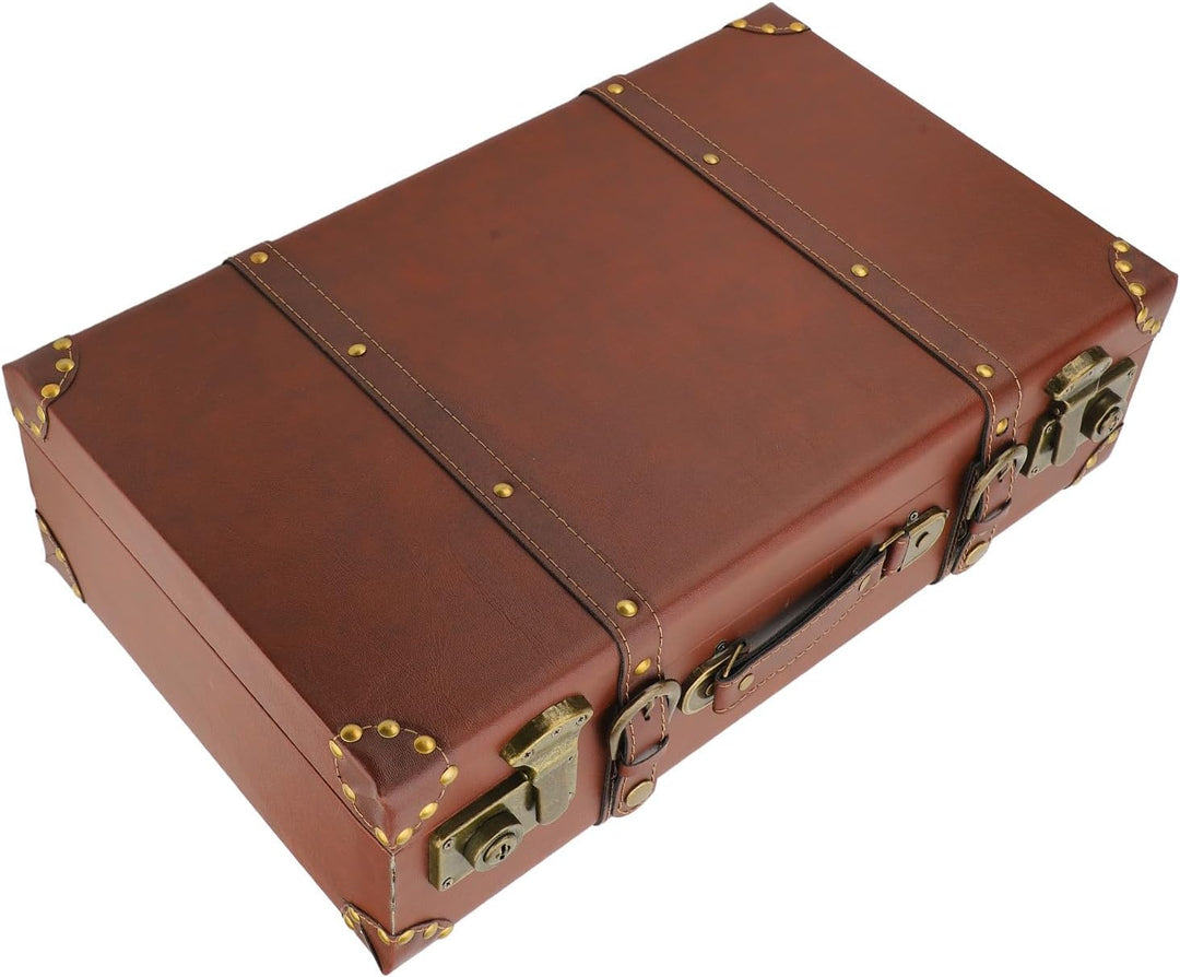 Heritage brown vintage leather carry-on luggage with alloy lock. A classic unisex overnight bag for travel.