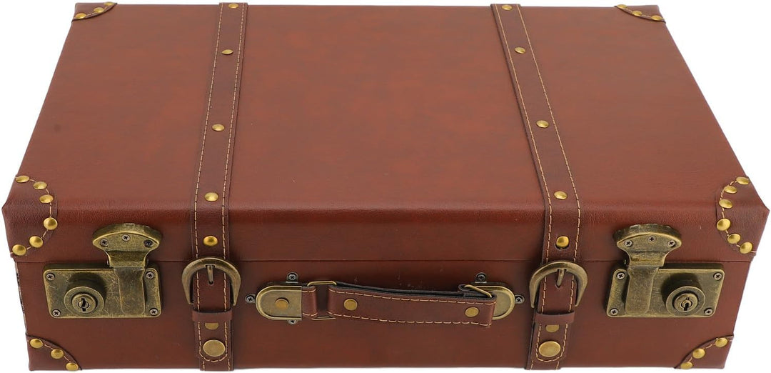 Close-up of the alloy lock and heritage brown vintage leather on this carry-on overnight travel case.