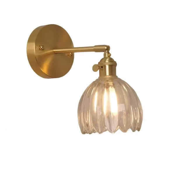 "Vintage floral tulip glass wall lamp, tulip-shaped shade, multi-color options, elegant retro design, adds warm soft light."