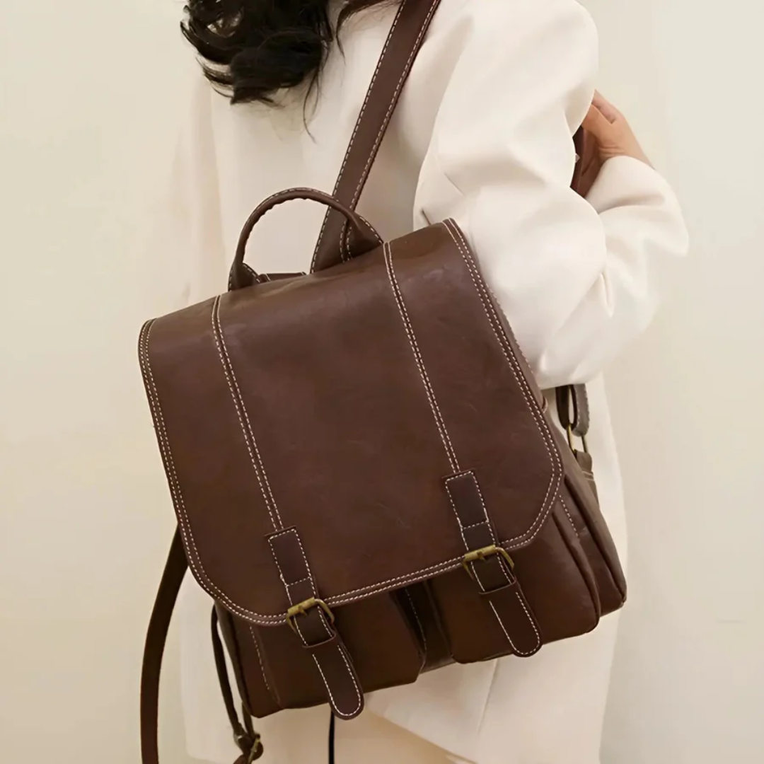 Coffee brown vintage style travel backpack. Spacious & durable RetroTrail bag for daily adventures & school.