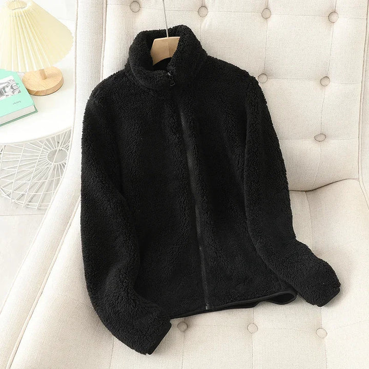 Classic women's cozy winter jacket, warm and comfortable outerwear, perfect for casual elegance.