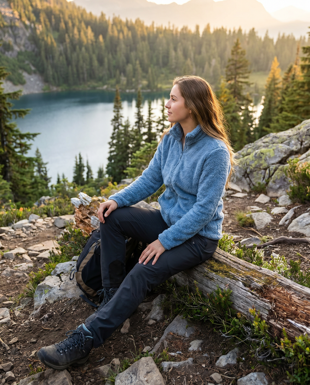 Women's warm winter jacket featuring a full zipper, cozy and comfortable, great for layering.