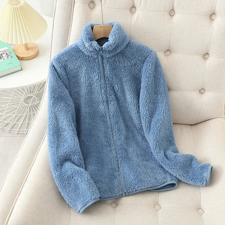 Soft & cozy women's winter jacket, warm and comfortable casual outerwear with a convenient zipper.