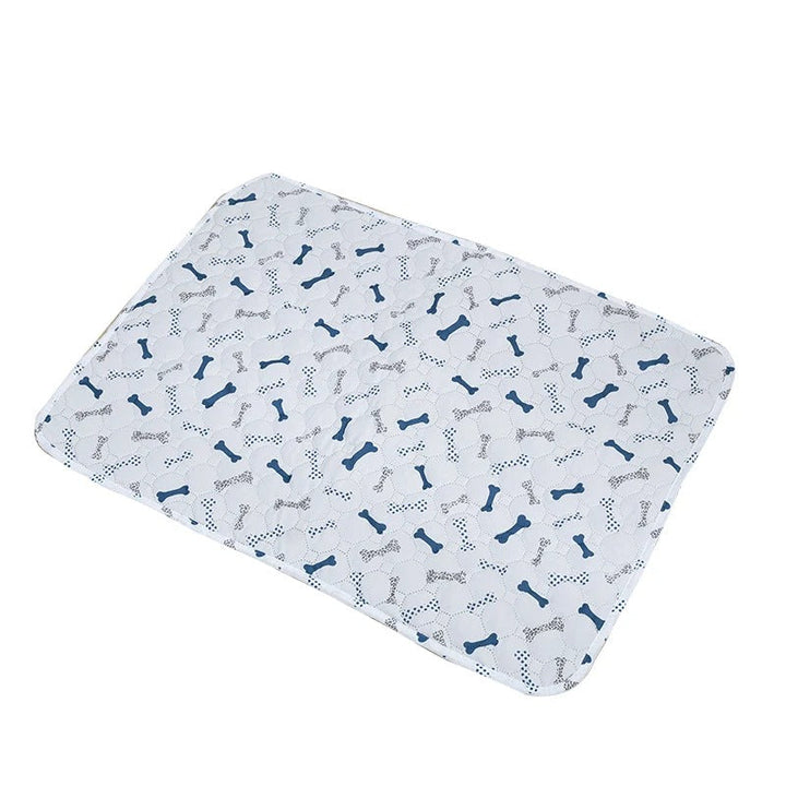 "Washable eco-friendly pet pee pad, super absorbent and reusable, shown on colorful background with paw print design."