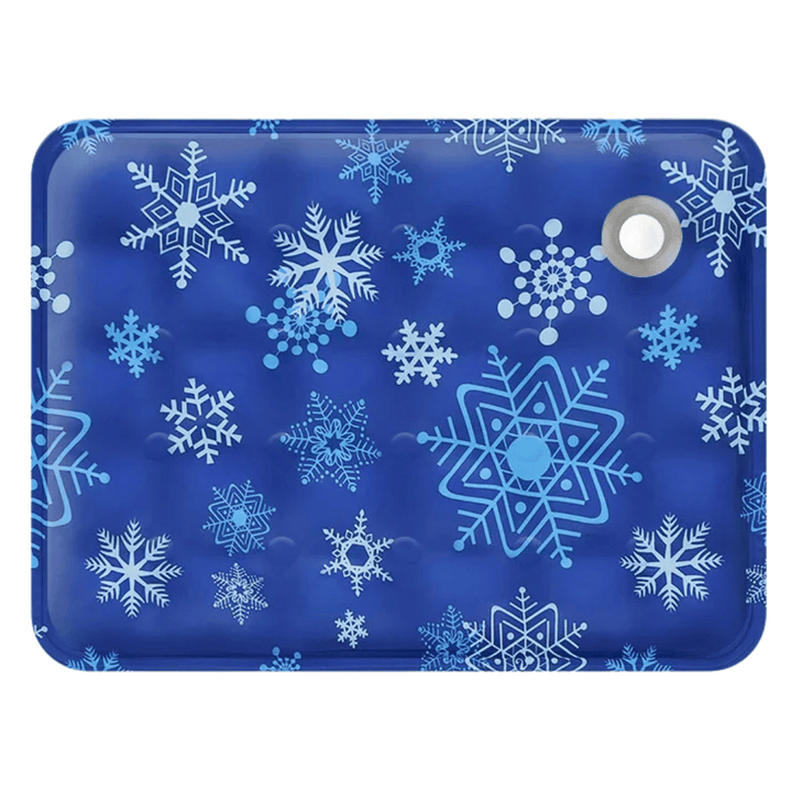 Water-filled cooling mat for dogs with gel layer, blue color, soft and flexible design for pet comfort and heat relief.