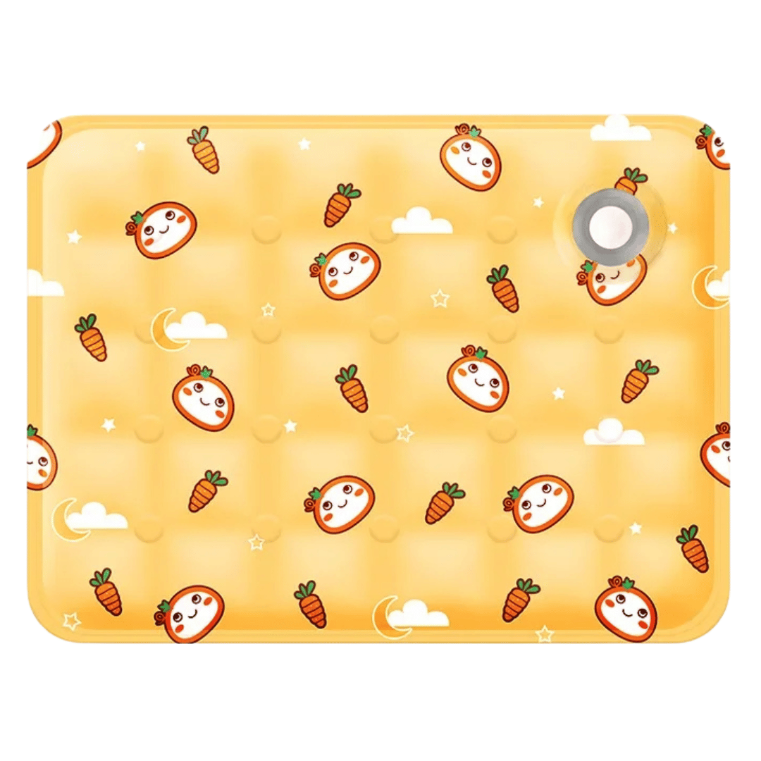 Water-filled cooling mat for dogs with gel layer, blue color, soft and flexible design for pet comfort and heat relief.