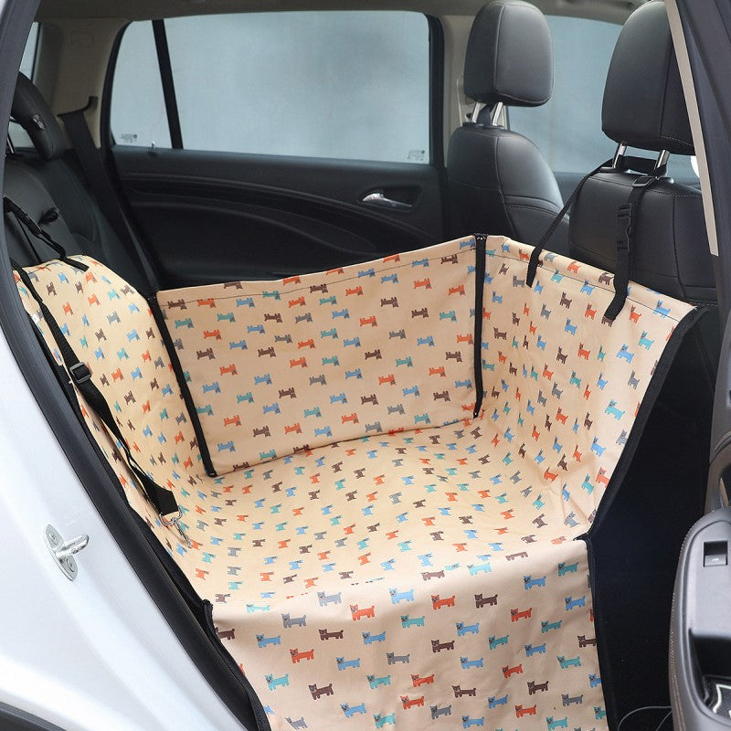 Durable pet vehicle hammock car seat cover, waterproof for back seat protection & comfortable dog travel.