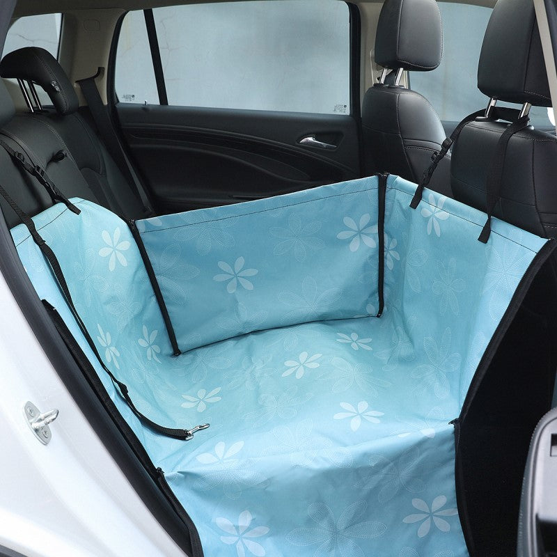 Easy-clean waterproof dog car seat protector. A durable pet mat for back seats, perfect for car travel with dogs.