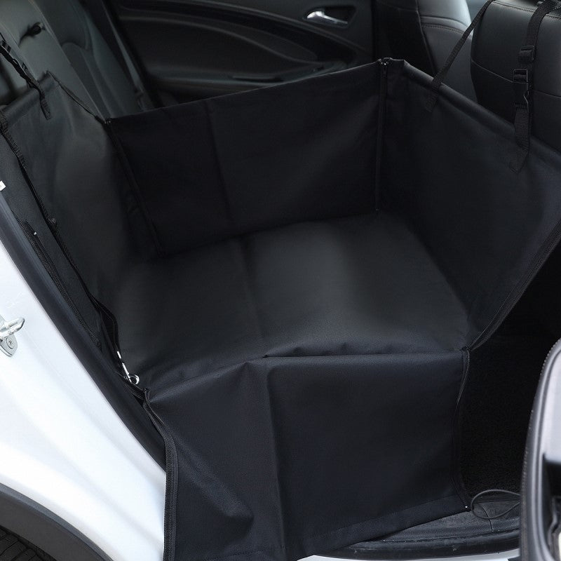 Protective waterproof dog car seat cover. This pet hammock keeps your vehicle's back seat clean & safe for dog travel.