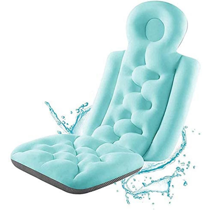 Waterproof, non-slip spa bath pillow with soft cushioning, suction cups, and breathable mesh for ultimate bath comfort.