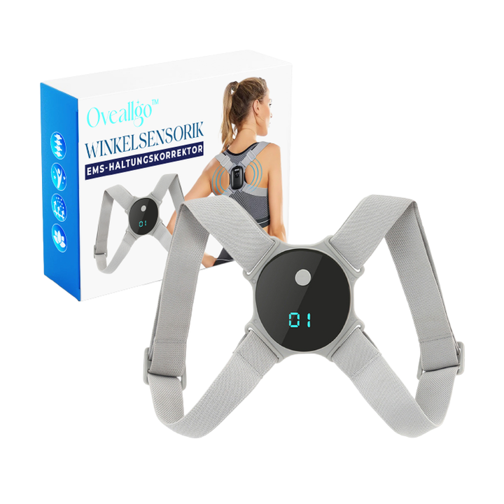 Wearable EMS back posture corrector provides daily support, improving alignment and reducing slouching.