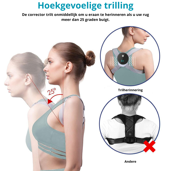 Smart EMS posture trainer for upper back. Delivers muscle stimulation & pain relief for better posture.