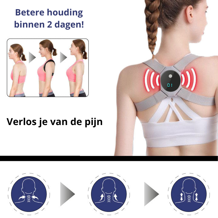 Advanced wearable tech EMS posture trainer. Provides continuous back support and posture training discreetly.