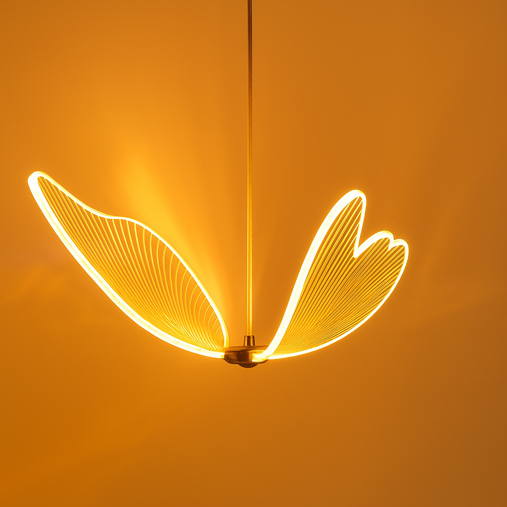 Bright LED butterfly pendant lamp with energy-efficient lighting, ideal for a child's playful room decor.
