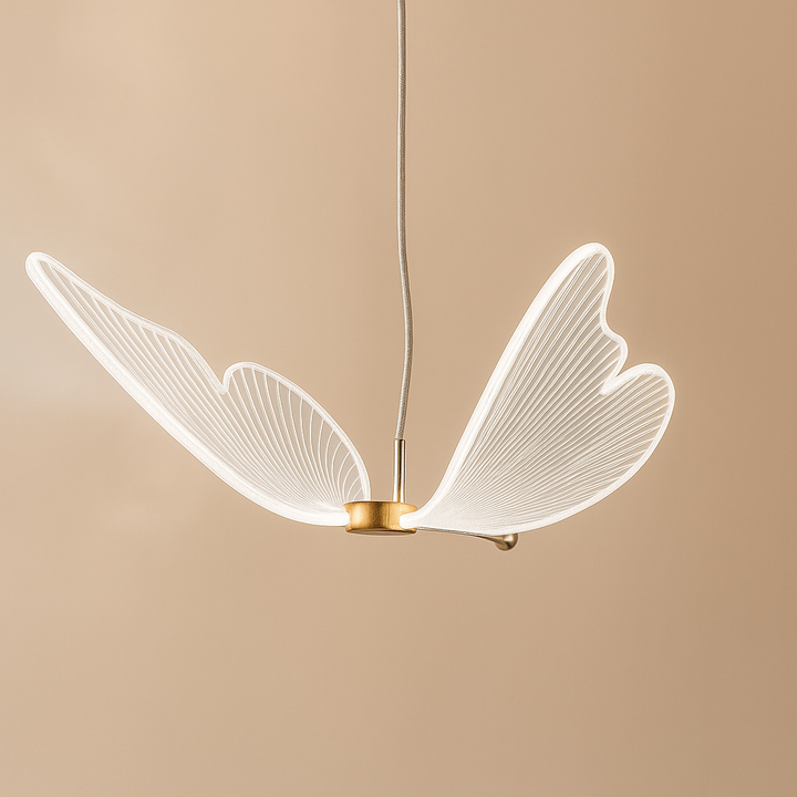 Enchanting LED butterfly pendant light, a whimsical decorative lamp enhancing any kids' room with magical charm.