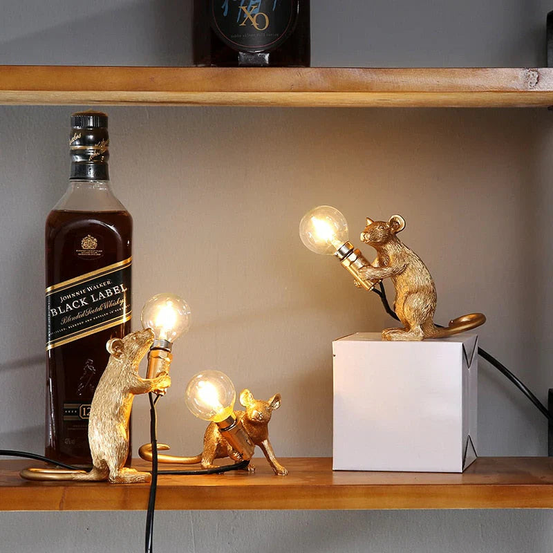 Illuminating SqueakLight mouse lamp. Decorative accent lighting for any whimsical home decor style.