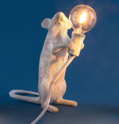 SqueakLight Whimsical Mouse Lamp. Decorative resin animal accent light for unique home decor.