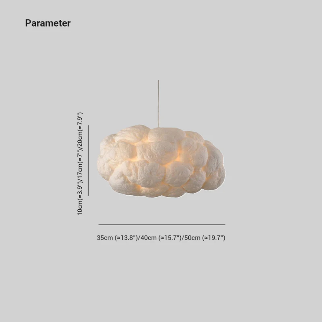 Modern white cloud pendant light. LED, PVC/cotton lamp creating a unique ambiance in any room.