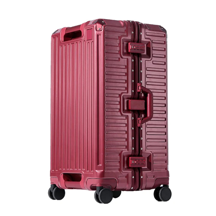 Spacious wide grip hard shell suitcase for durable, long-lasting travel. Effortless mobility with spinner wheels.