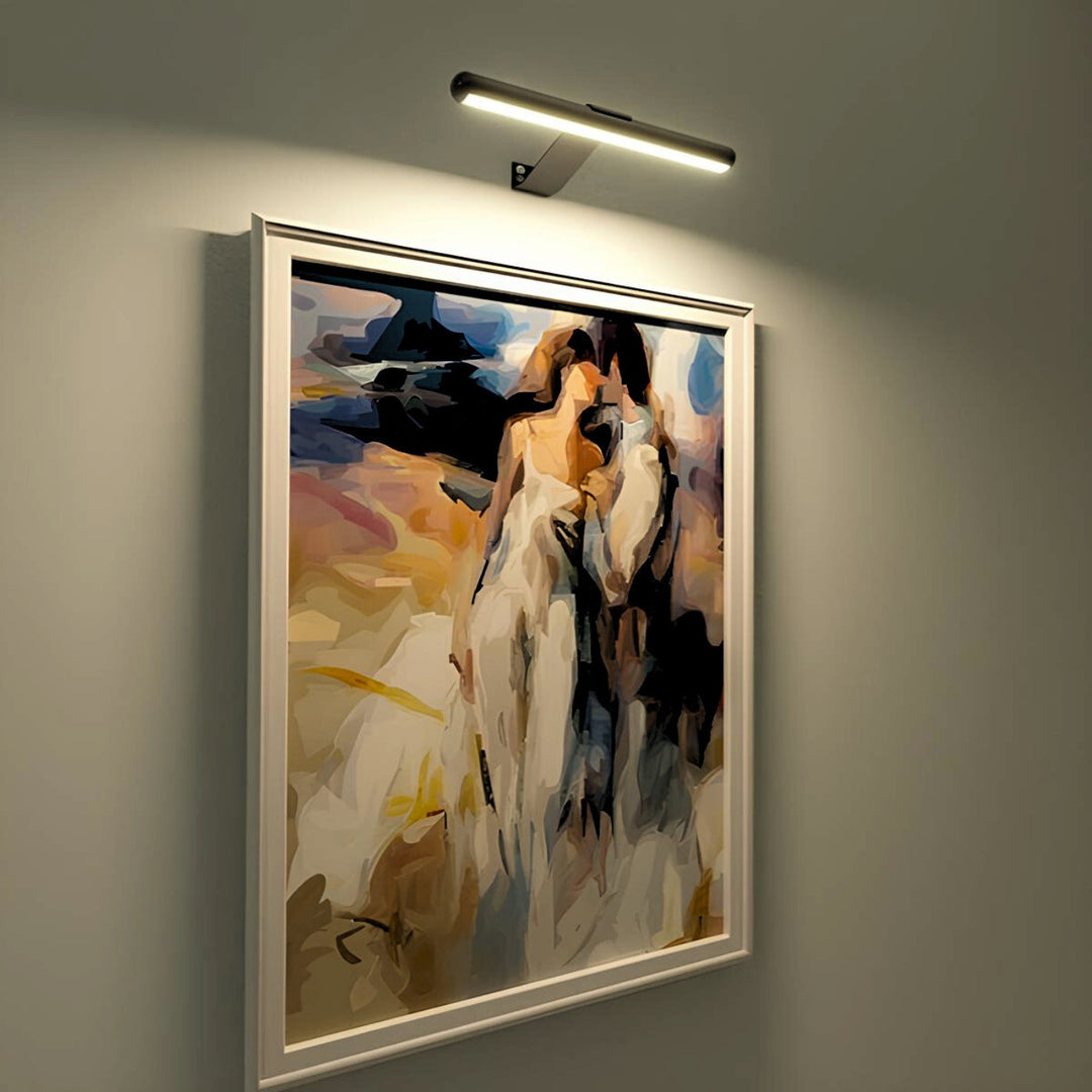 Rechargeable LED accent light for shelf lighting. Wireless, dimmable, enhances home decor & displays.