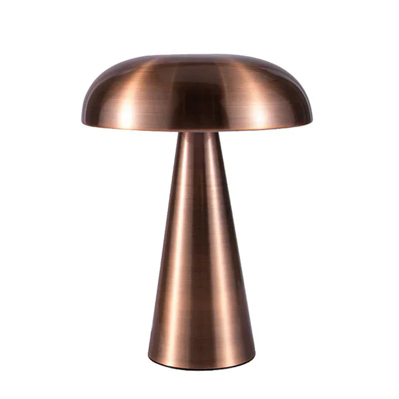 Modern portable ShroomLite desk lamp, dimmable LED for mood lighting, perfect for contemporary decor.