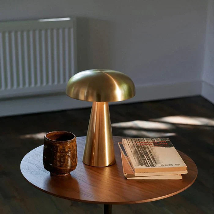 Rechargeable modern table lamp, dimmable LED, portable for versatile home and office lighting.
