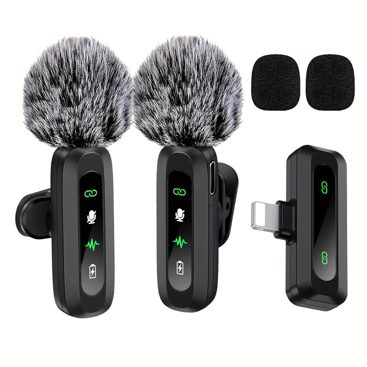 Portable wireless lavalier mic for vlogging, podcasts & interviews on smartphones & tablets.
