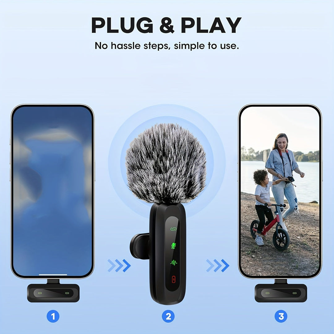 High-quality wireless lavalier microphone, optimized for smartphone & tablet audio recording.