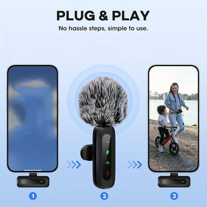 High-quality wireless lavalier microphone, optimized for smartphone & tablet audio recording.