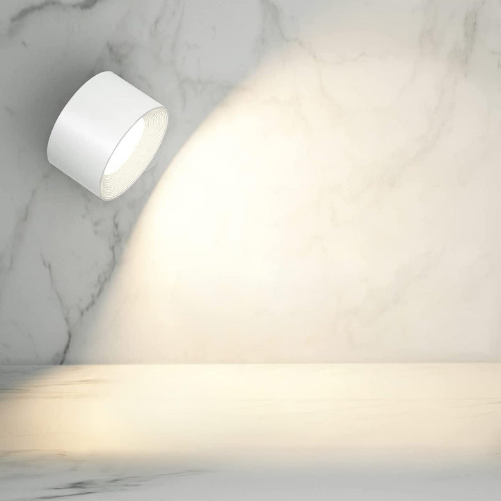 Wireless LED wall light, stick-on, black and white, cordless, for indoor and outdoor use, emits warm white glow, energy-effic