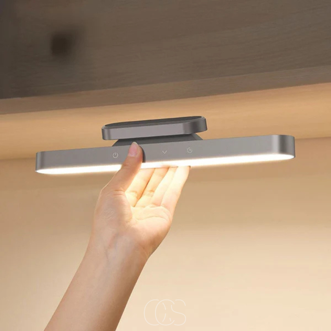 Wireless magnetic LED lamp, portable, rechargeable. Modern dimmable home lighting for desk & wall.