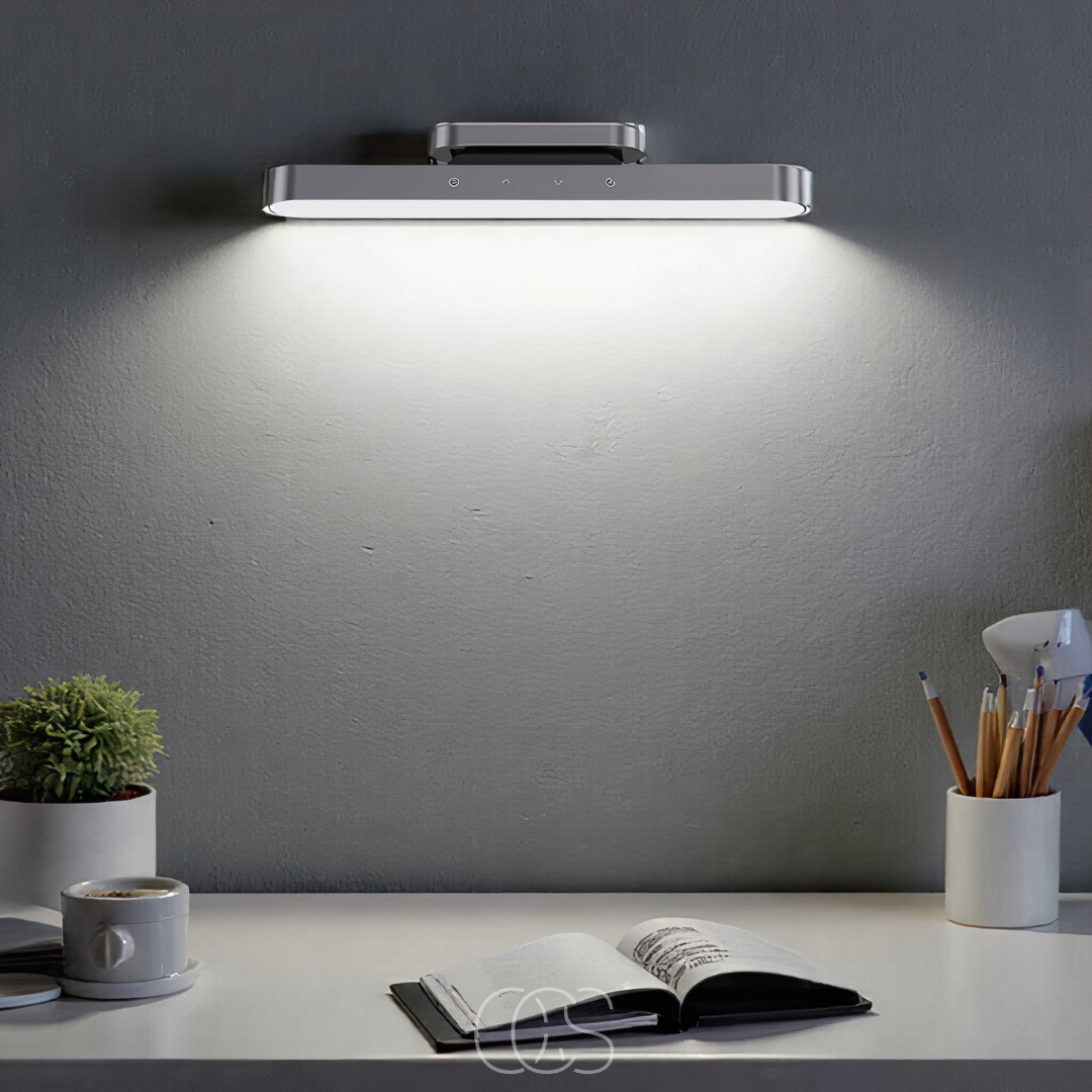 Sleek magnetic LED wall lamp, wireless, rechargeable & dimmable. Portable modern lighting for any home.