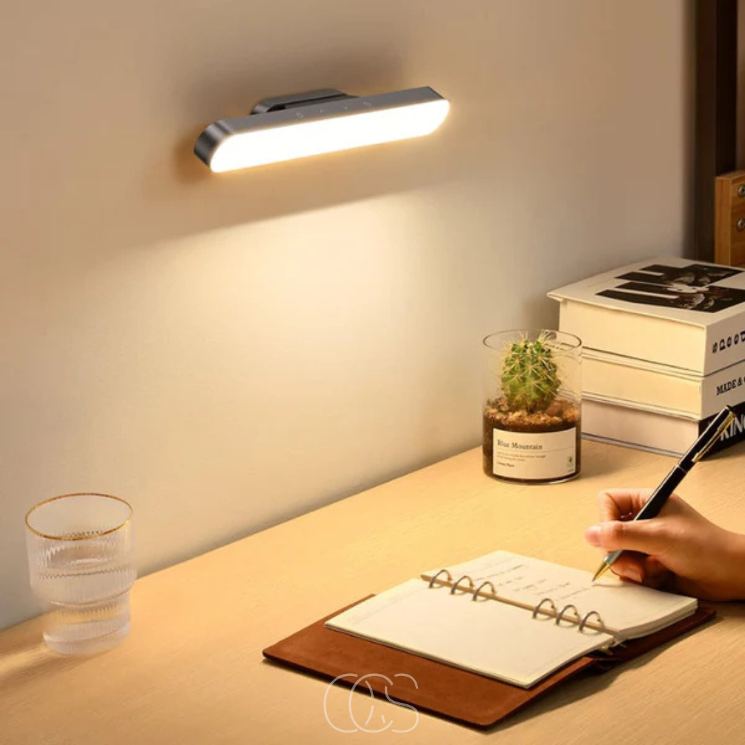 Rechargeable wireless magnetic LED lamp for home. Dimmable, portable, great for wall or under cabinet.