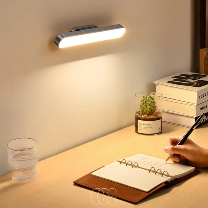 Rechargeable wireless magnetic LED lamp for home. Dimmable, portable, great for wall or under cabinet.