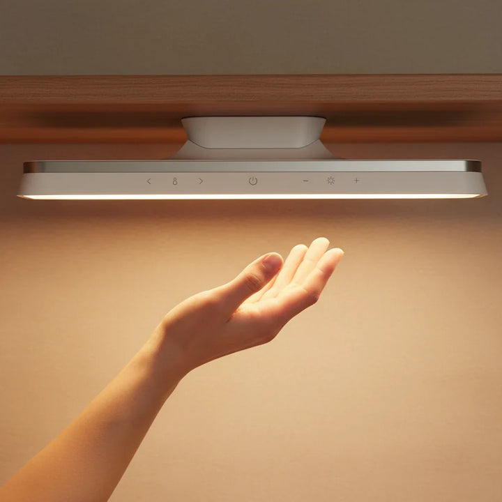 Wireless magnetic LED light bar, portable & rechargeable. Dimmable, perfect for kitchen, closet or desk.