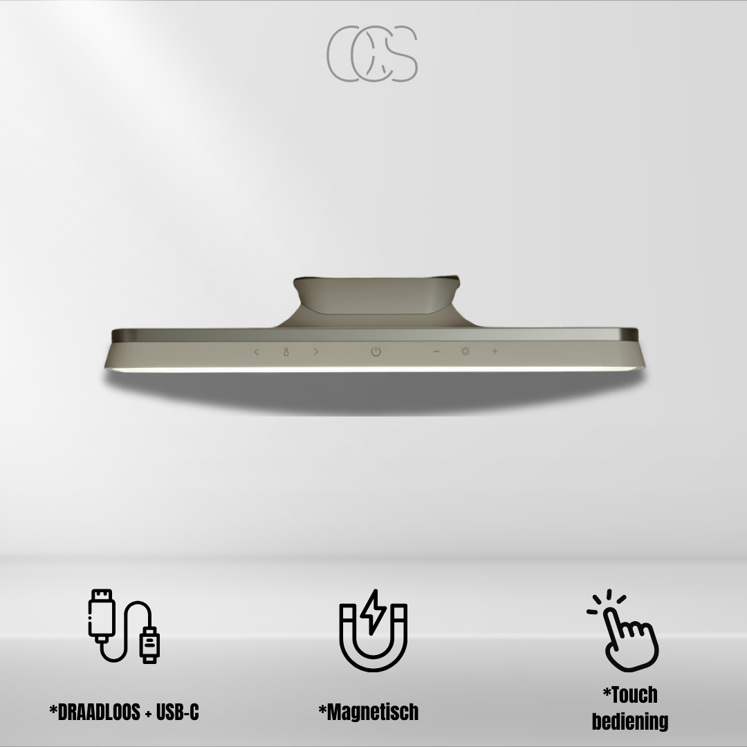 Home light: wireless magnetic LED lamp. Portable, rechargeable, dimmable. Mounts to wall or stands on desk.