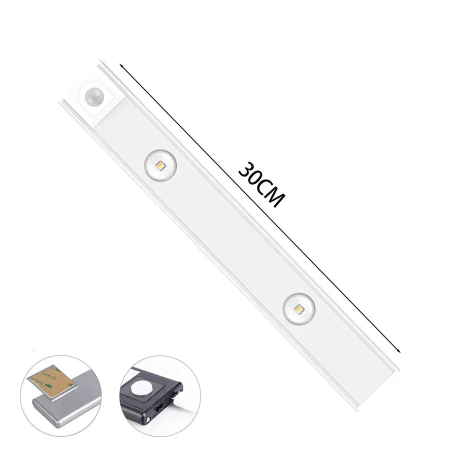 Rechargeable LED under cabinet light with motion sensor. Wireless & easy install for kitchen, closet & pantry.
