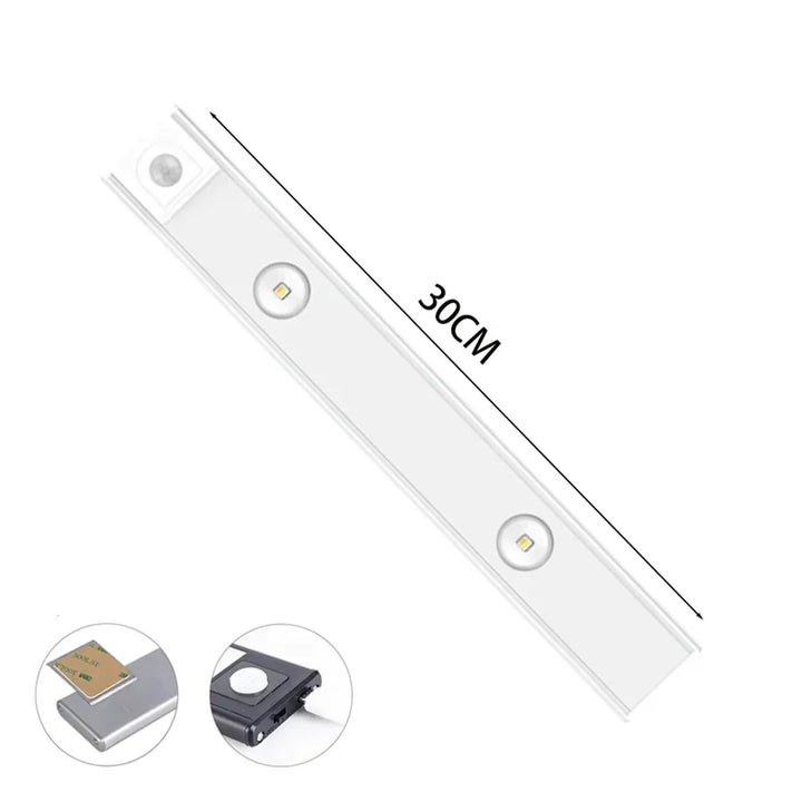 Rechargeable LED under cabinet light with motion sensor. Wireless & easy install for kitchen, closet & pantry.