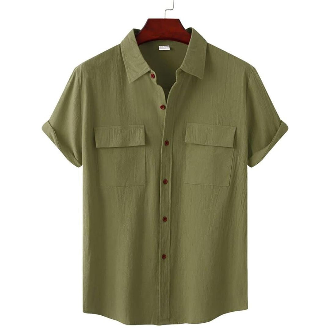 Modern women's Annie Blouse, a short sleeve casual top, great for versatile styling and comfort.