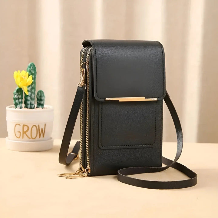 Elegant black anti-theft crossbody bag for women, stylish, secure, and ready for any occasion.