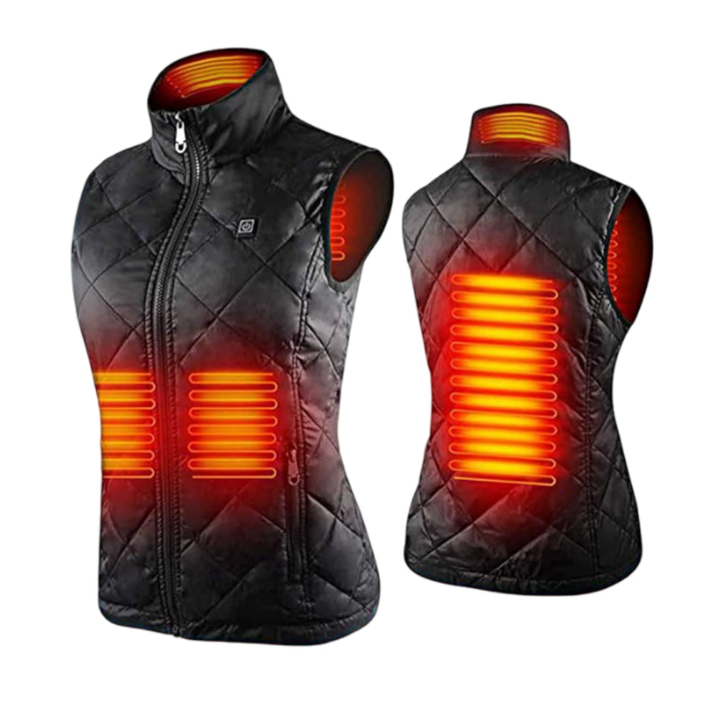 Durable women's heated gilet, designed for winter warmth & comfort during any cold weather activity.
