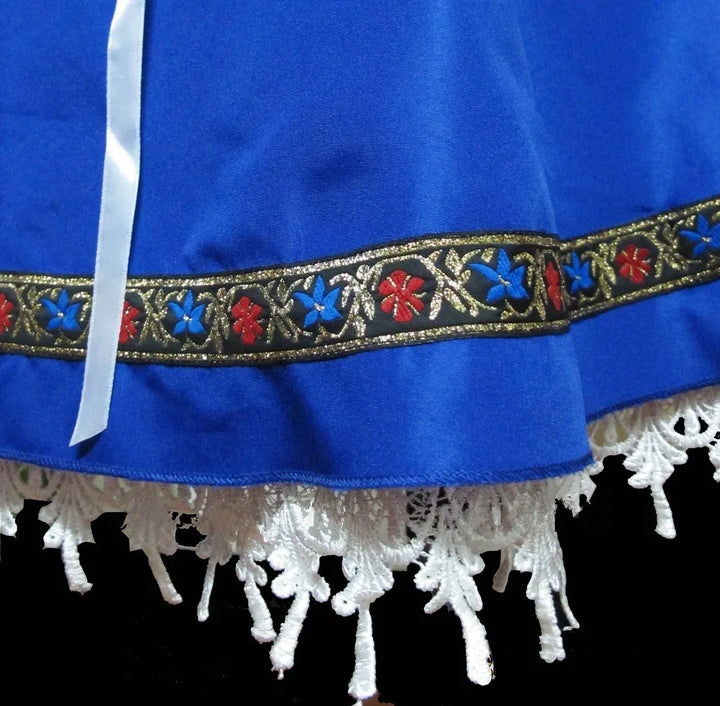 Women's blue Bavarian Oktoberfest costume, a charming dirndl style mini dress, ideal for parties.
