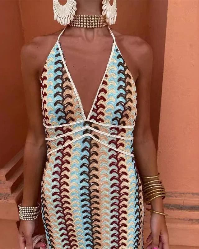Flowy women's boho beach tunic, ideal swim cover-up for summer. Relaxed fit bohemian style resort wear.